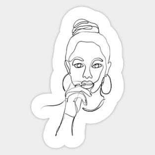 Beautiful women one line art Sticker